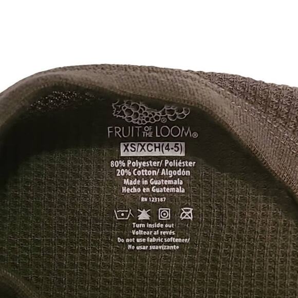 NWOT Fruit of the Loom Boys Thermal Long Sleeve Shirt Graphic – Size XS 4/5 - Picture 5 of 5